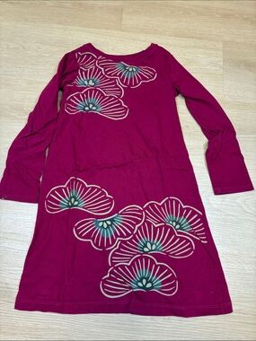 Tea Colletion Girls' 6 Magenta Floral Long Sleeve Dress